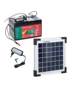AKO Solarset 5 Watt - Solarmodul 5W und AGM Akku 12 V inkl. Laderegler und Netzteile