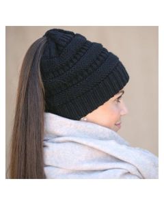 Strickmütze für Pferdeschwanz